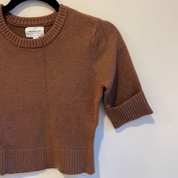 Who What Wear Natalie Cuffed Knit Sweater Top in Brown Clay - Picture 6 of 8